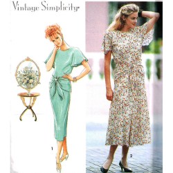 7813 FLUTTER SLEEVE SLIM OR FLARE WRAP TIE DRESS PATTERN 12-16